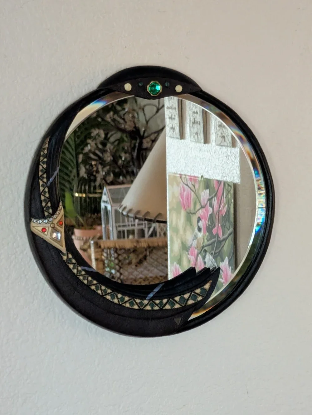 Vintage 1999 Mahogany Princess Round Wall Mirror – Enesco Parastone / Russo